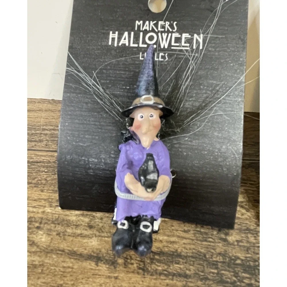 Makers Halloween Littles Witch & Brew Ceramic Figures Jo Ann Stores Purple